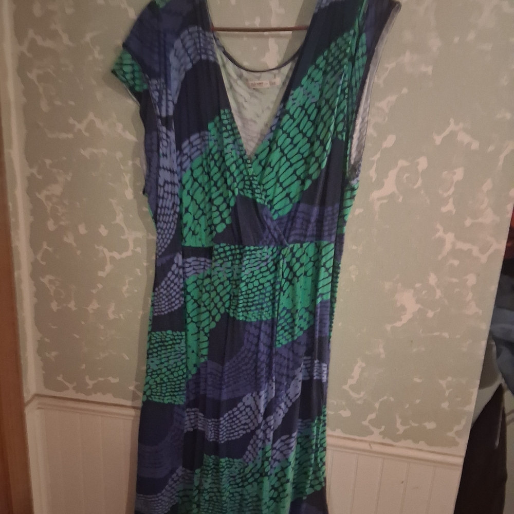Old Navy Blue and Green Patterned Dress